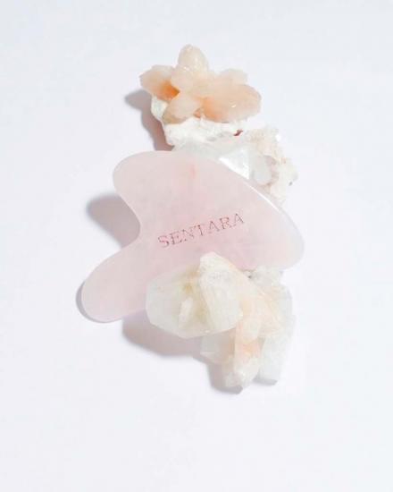 Gua Sha Coeur à Dents - Quartz Rose