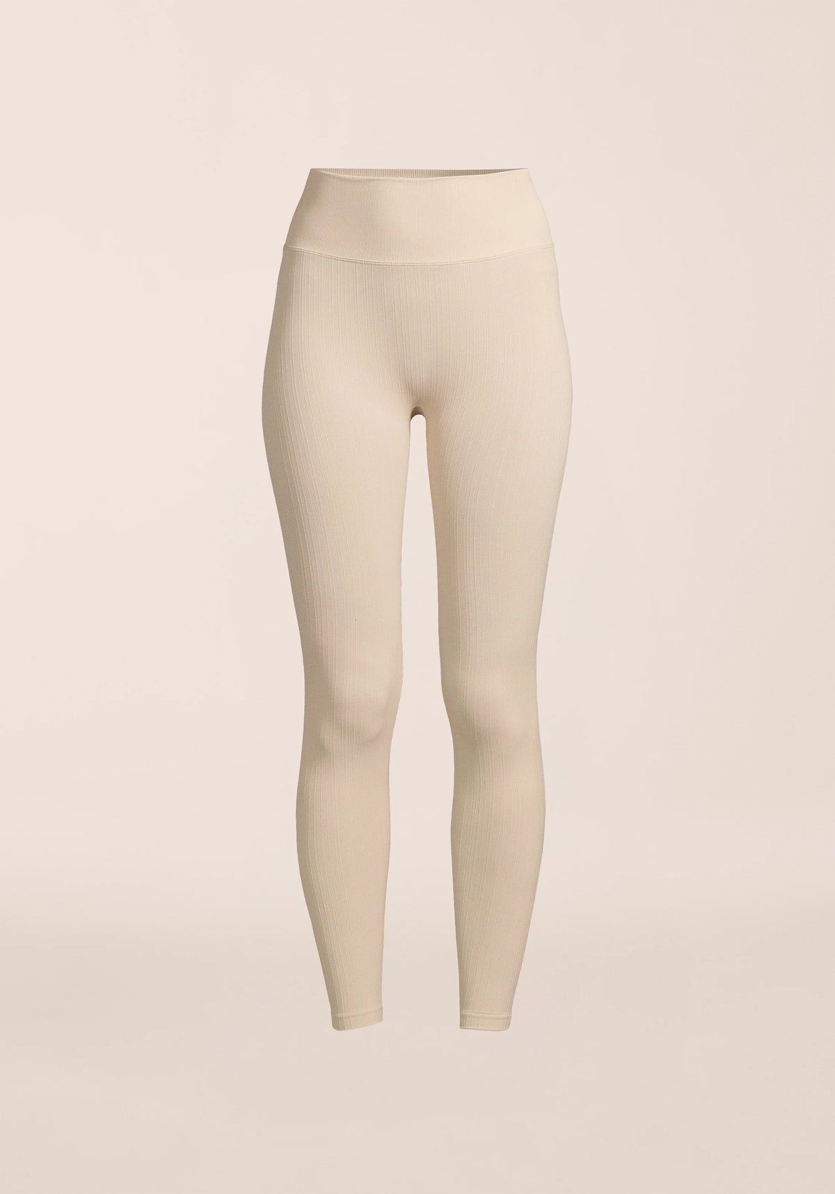 Multi Rib Seamless High Waist Tights Ecru