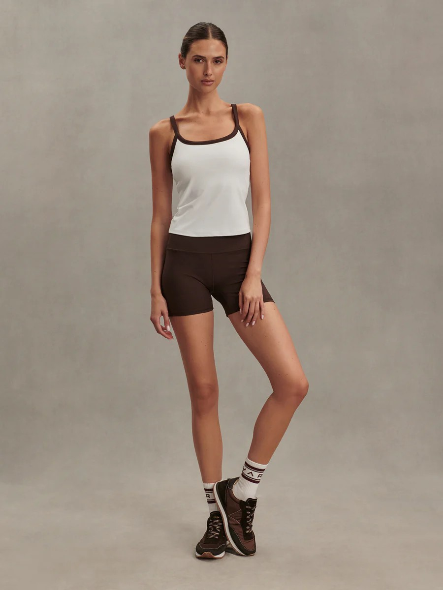 theon scoop neck tank white / coffee bean