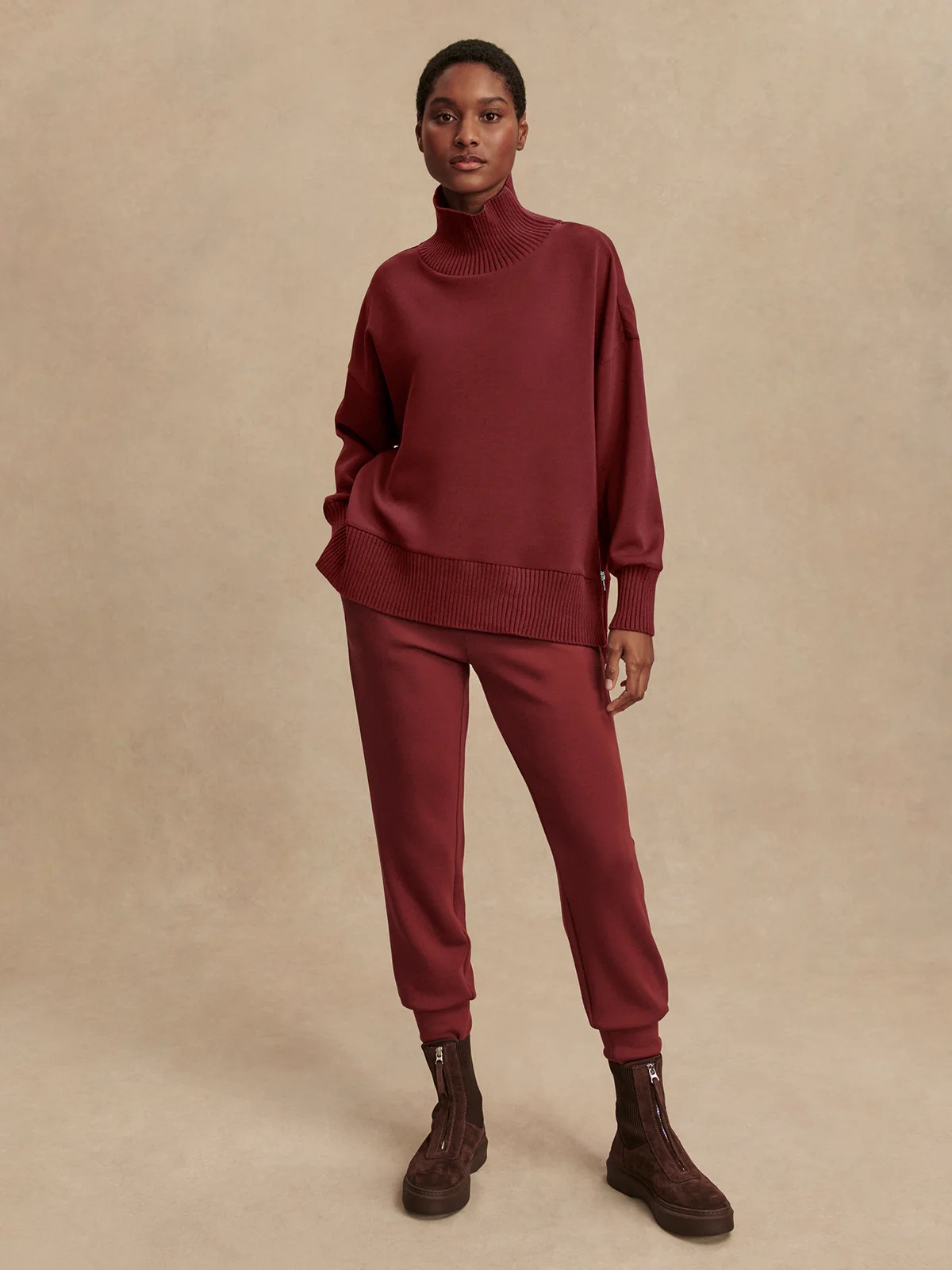 barker high neck sweat new maroon