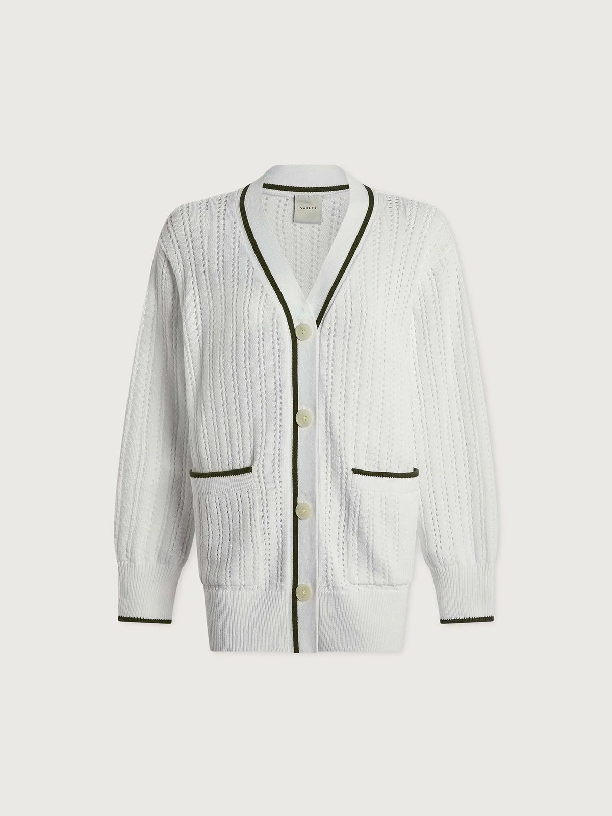 nissi longline cardigan white/ deep ivy