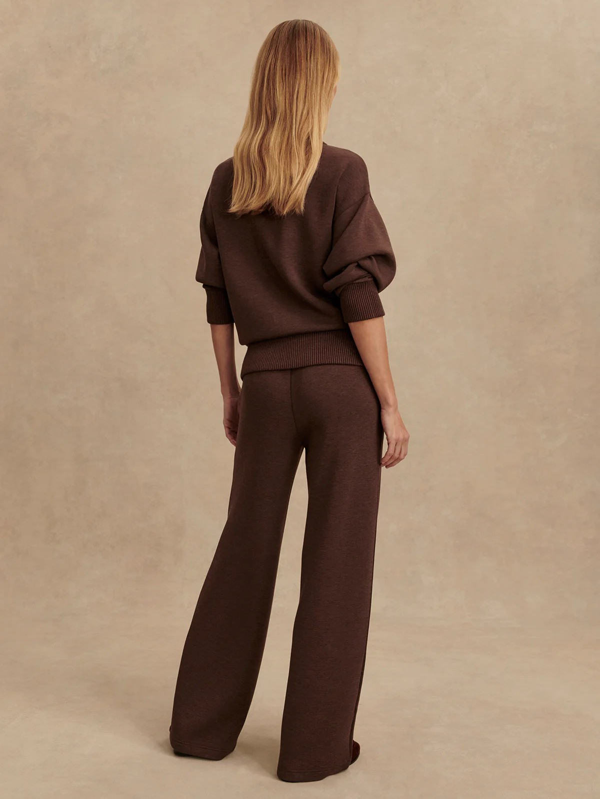 the wide leg pant 28 coffee bean marl