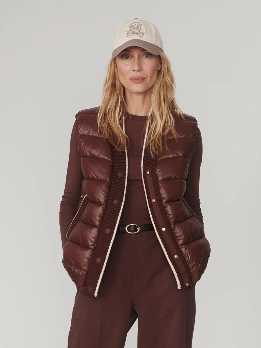 colwyn short boxy gilet brown stone