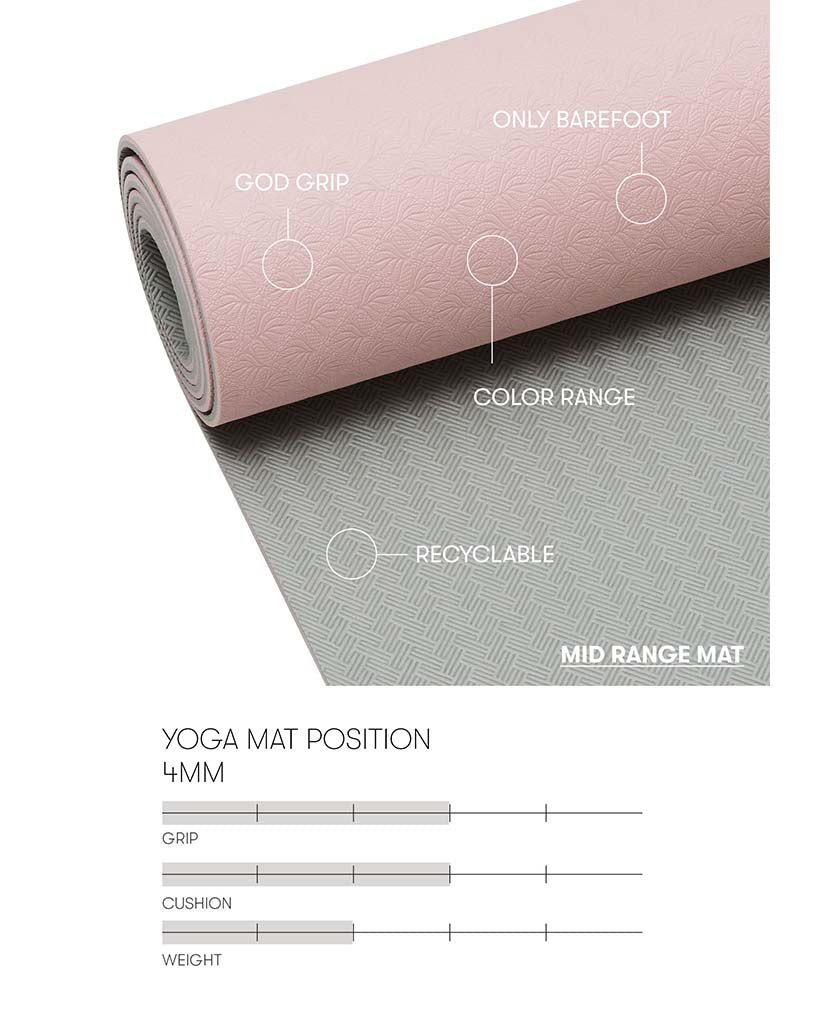 Yoga mat position 4mm - Lucky pink/grey
