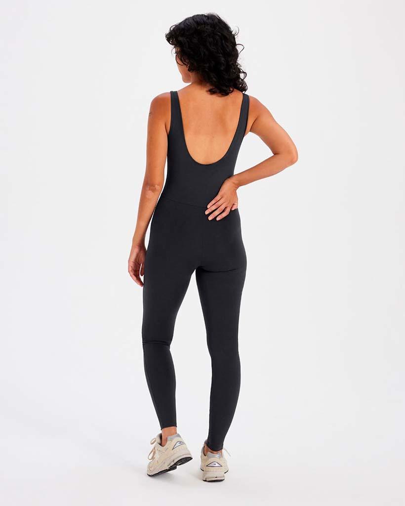 Scoop Back Unitard, Long Black