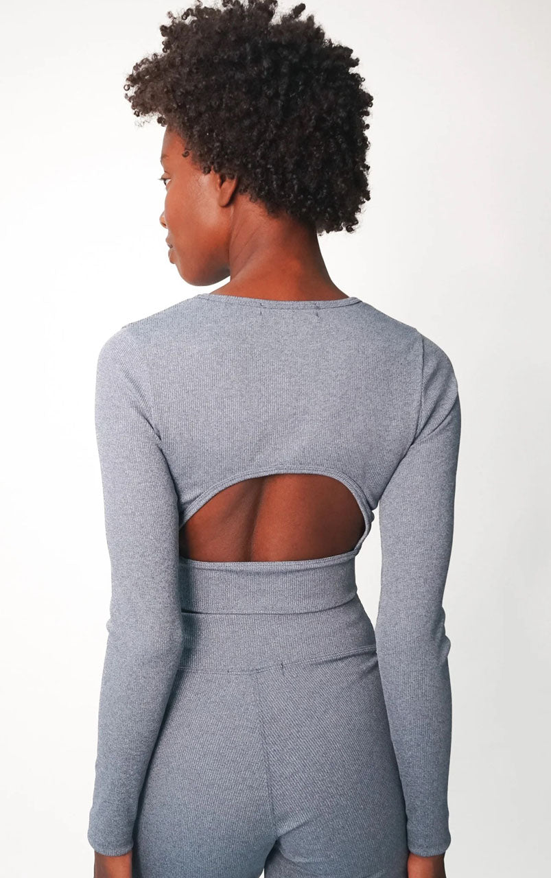 Kennedy L/S Top - Rib Stone Blue