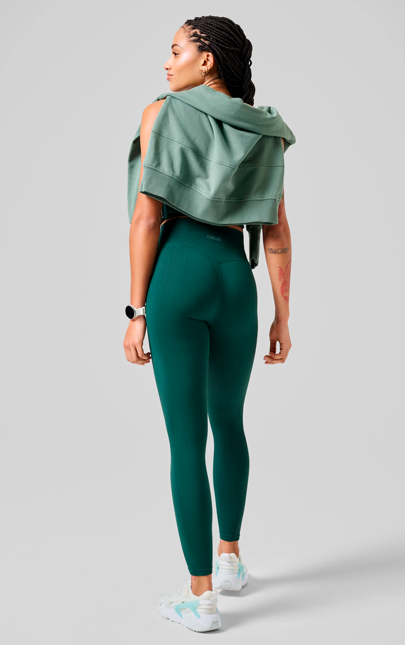 Multi Rib Seamless High Waist Tights Dark Pine