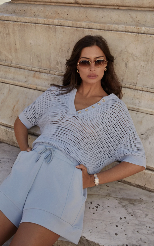 callie knit top cashmere blue