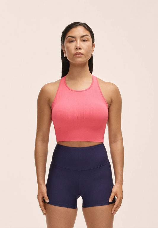 Multi Rib Seamless Padded Sports Top Soft Berry