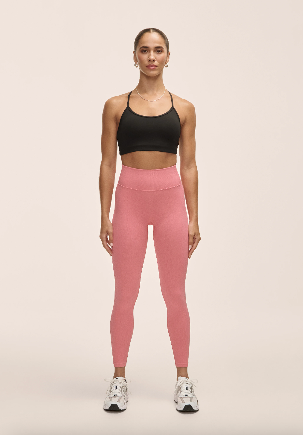 Multi Rib Seamless High Waist Tights Soft Berry