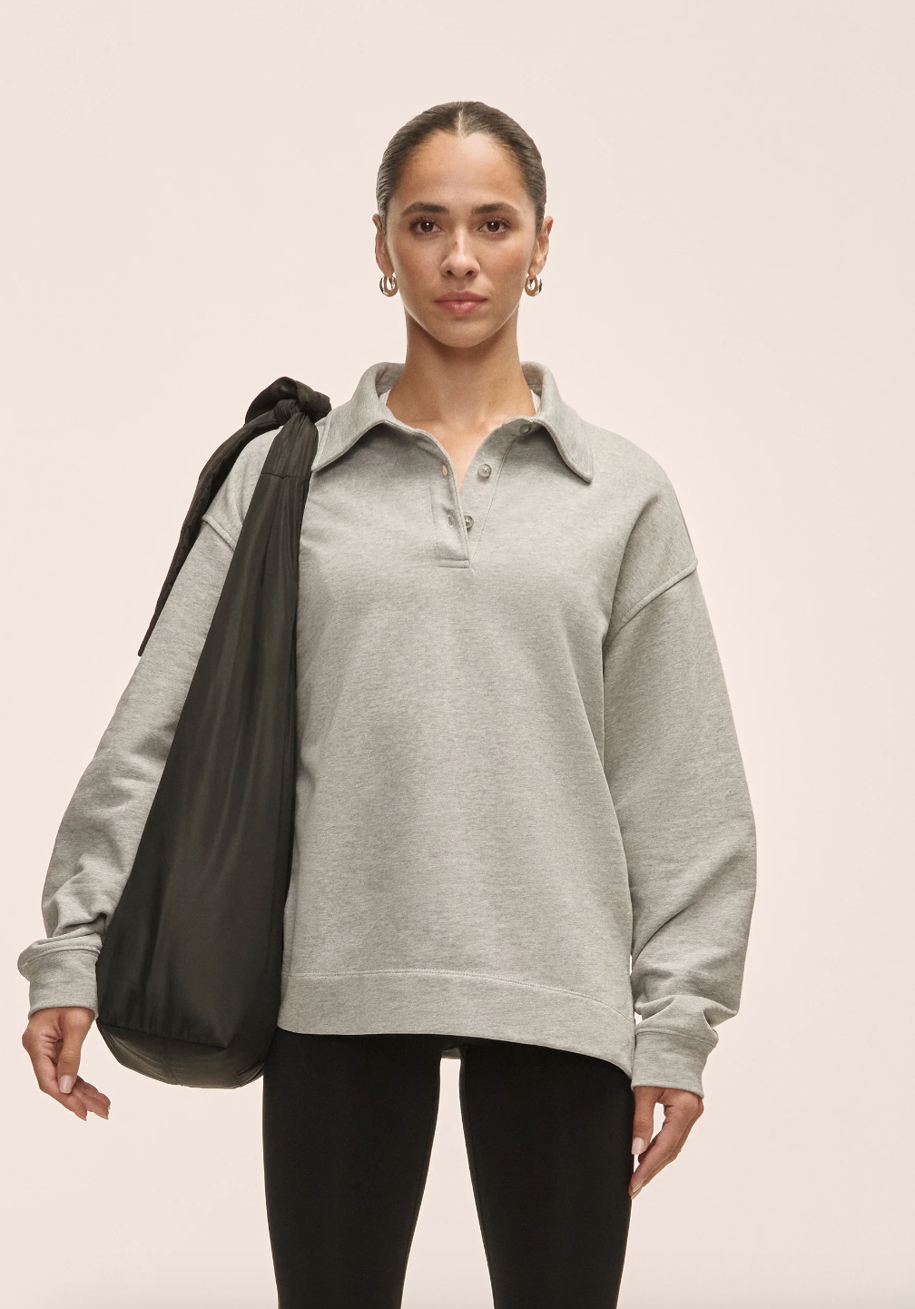 Polo Collar Terry Sweater Grey Melange