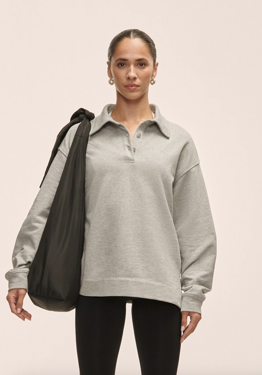 Polo Collar Terry Sweater Grey Melange