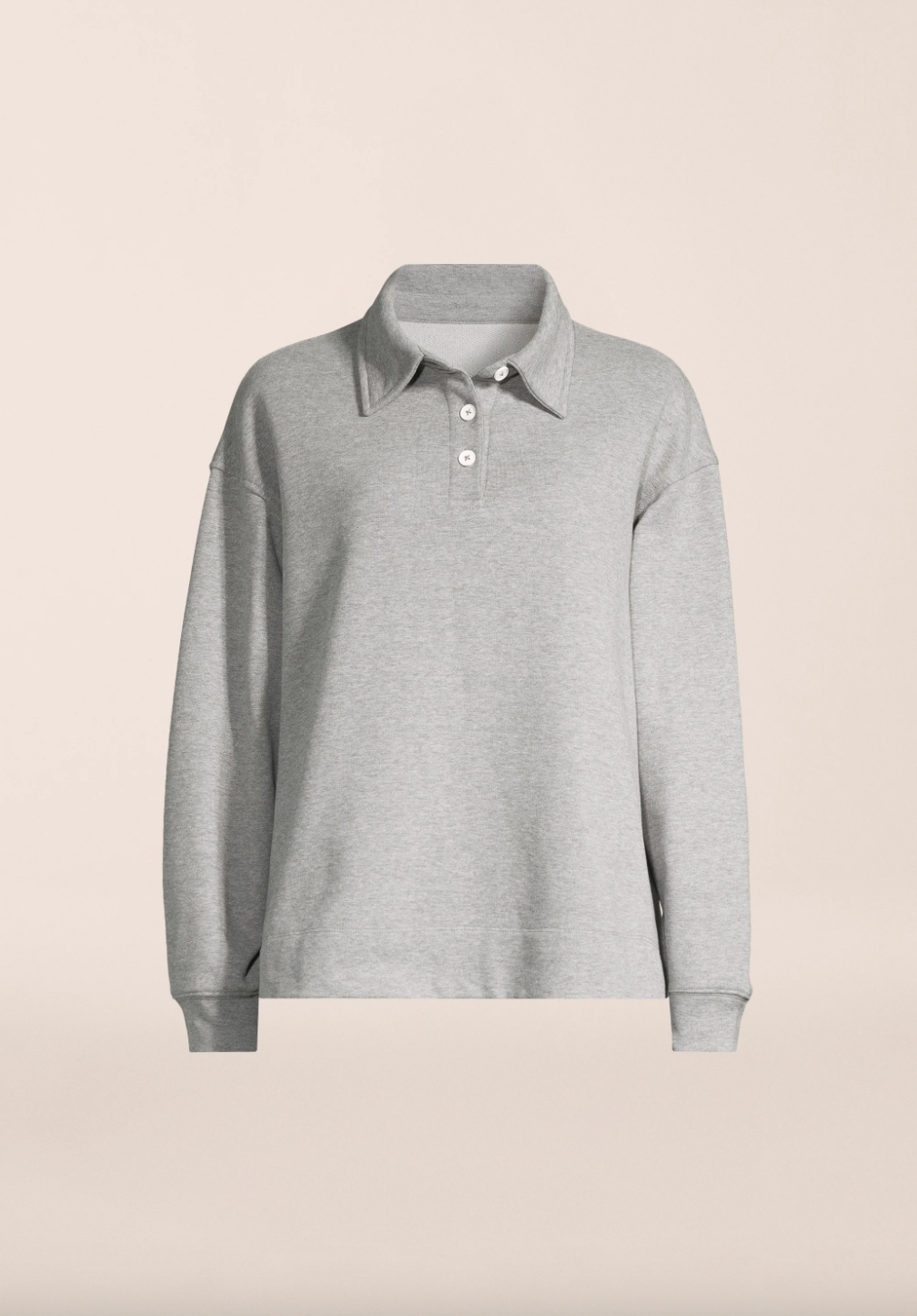 Polo Collar Terry Sweater Grey Melange