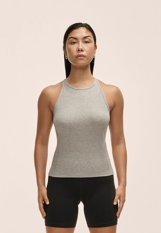 Slim Rib Strap Tank Grey Melange