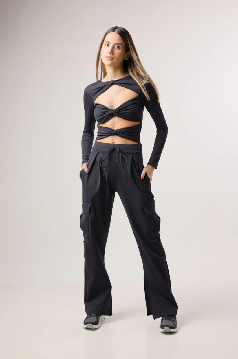 Base Slit Cargo Pant Black
