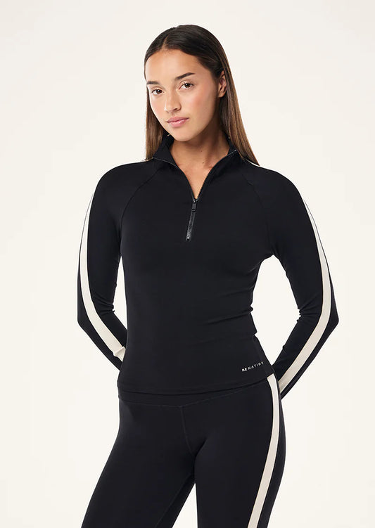 NIGHTFALL QUARTER ZIP LS BLACK / CLOUD