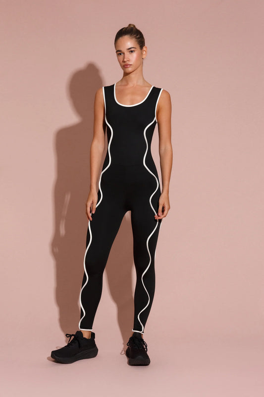 Wave Rib Unitard Black