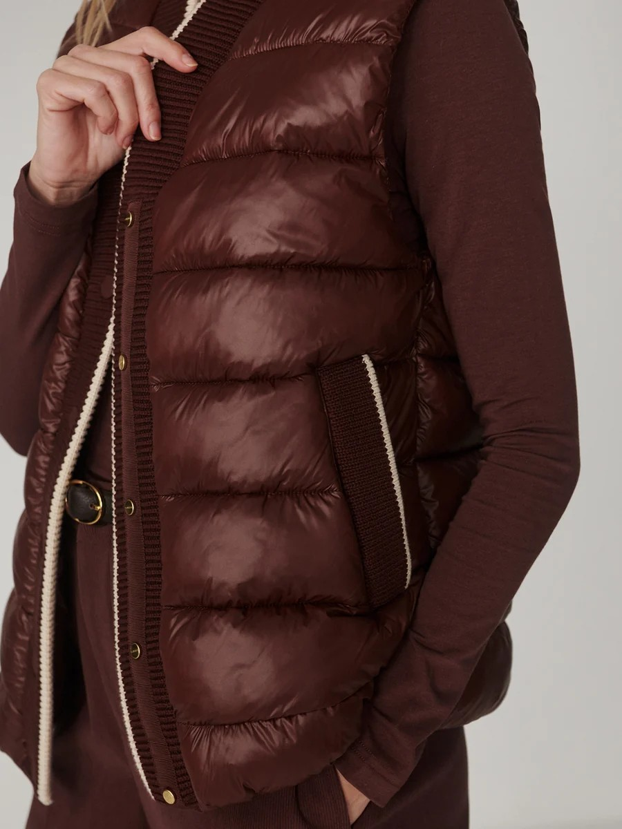 colwyn short boxy gilet brown stone