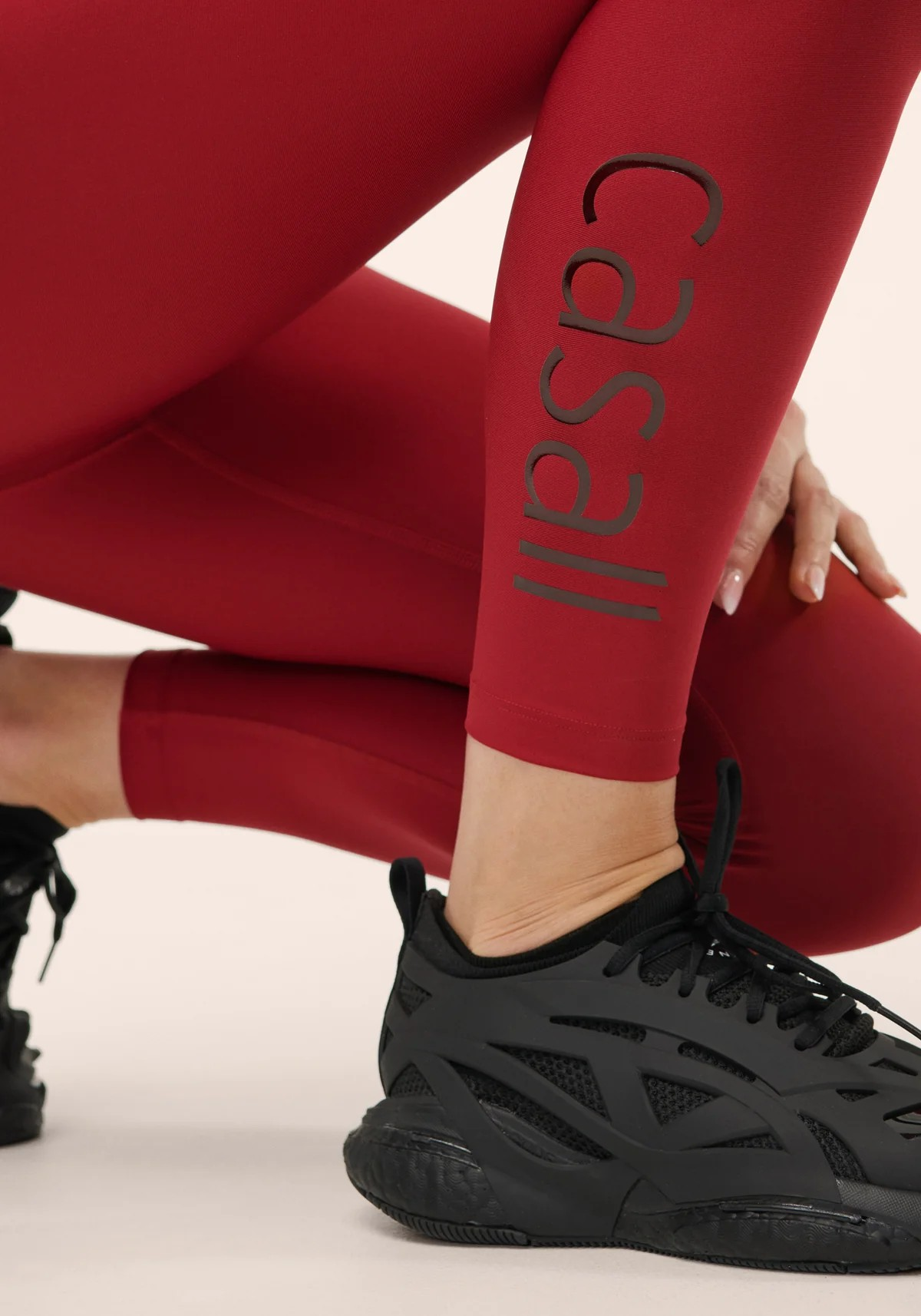 Graphic High Waist Tights Maroon Red