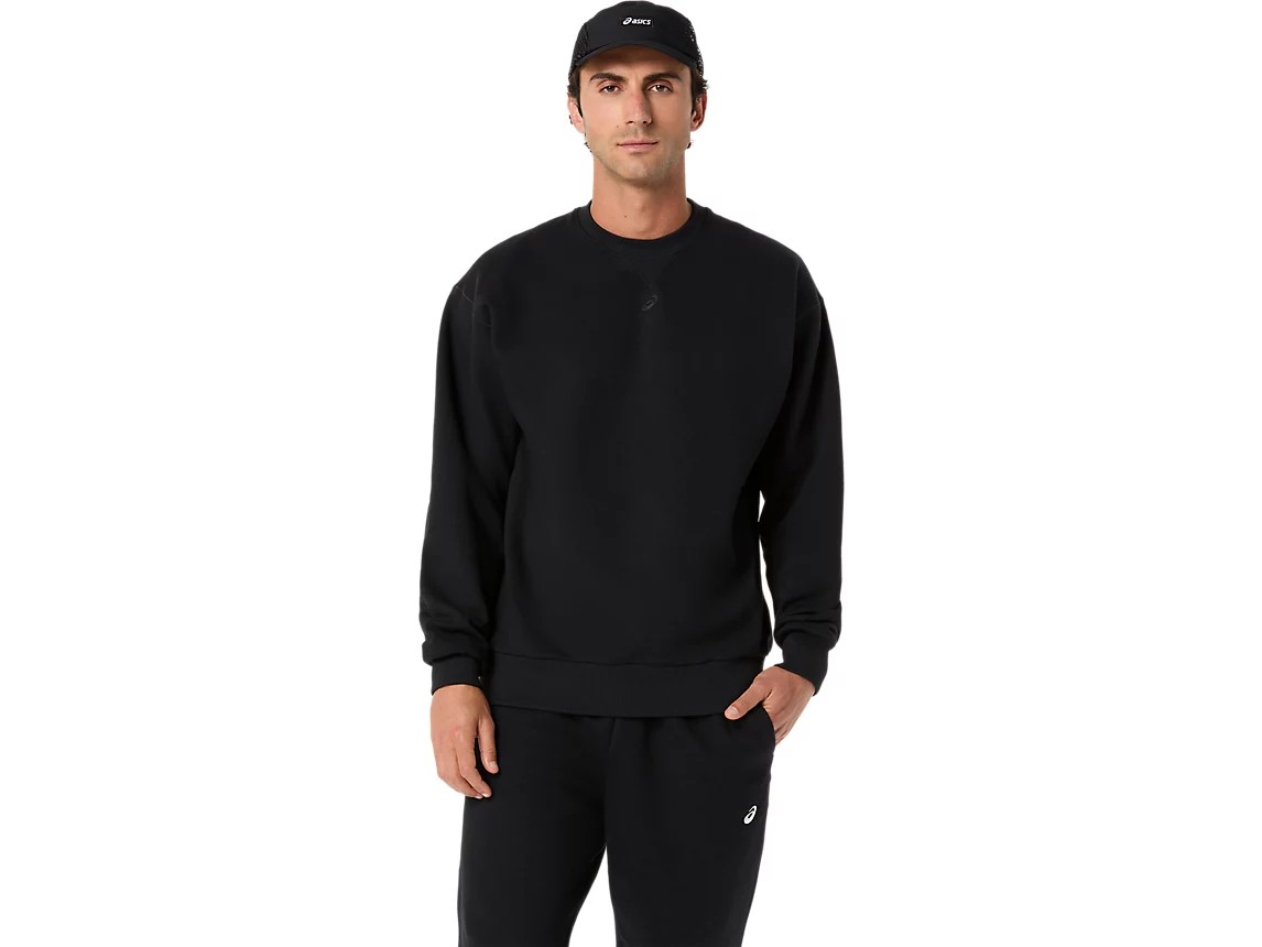 FLEECE RELAXED CREW-NECK TOP PERFORMANCE BLACK