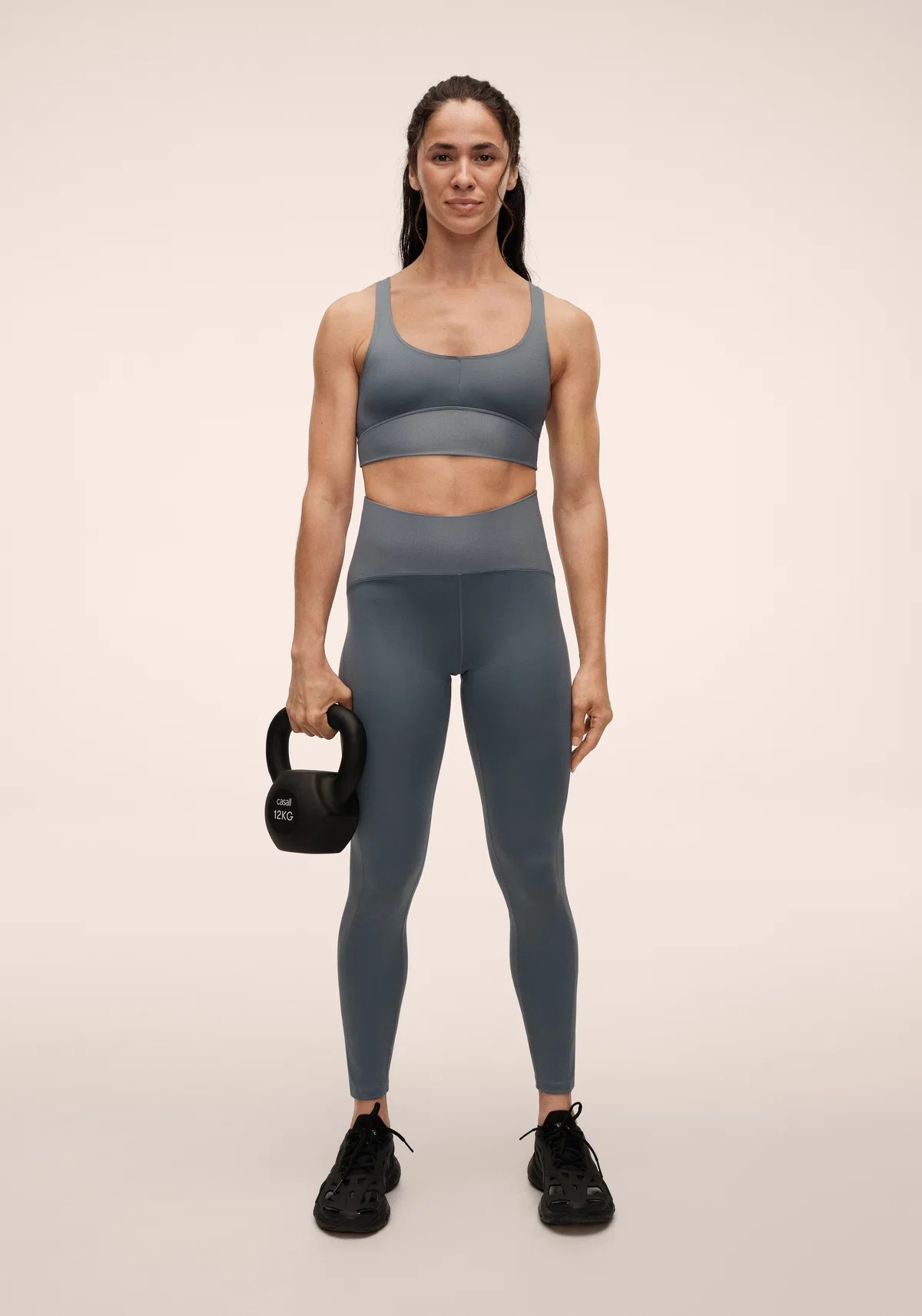 Brace Rib High Waist Tights Mirage Blue