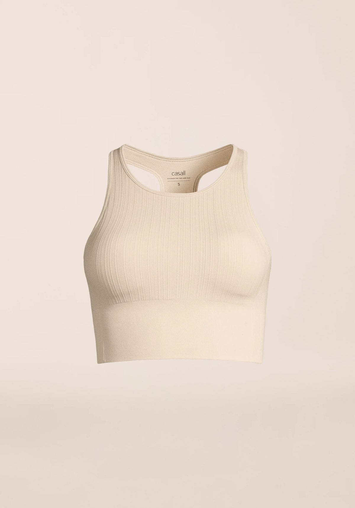 Multi Rib Seamless Padded Sports Top Ecru