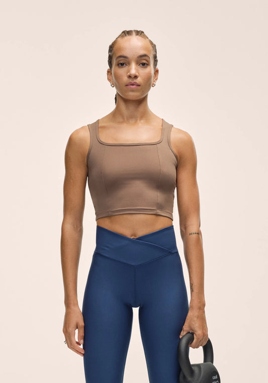 Edge Crop Top Khaki