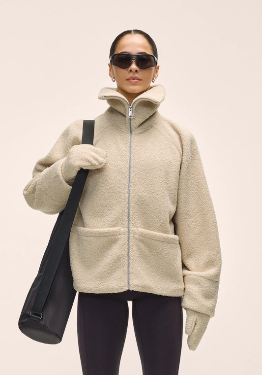 Sherpa Short Zip Jacket Ecru