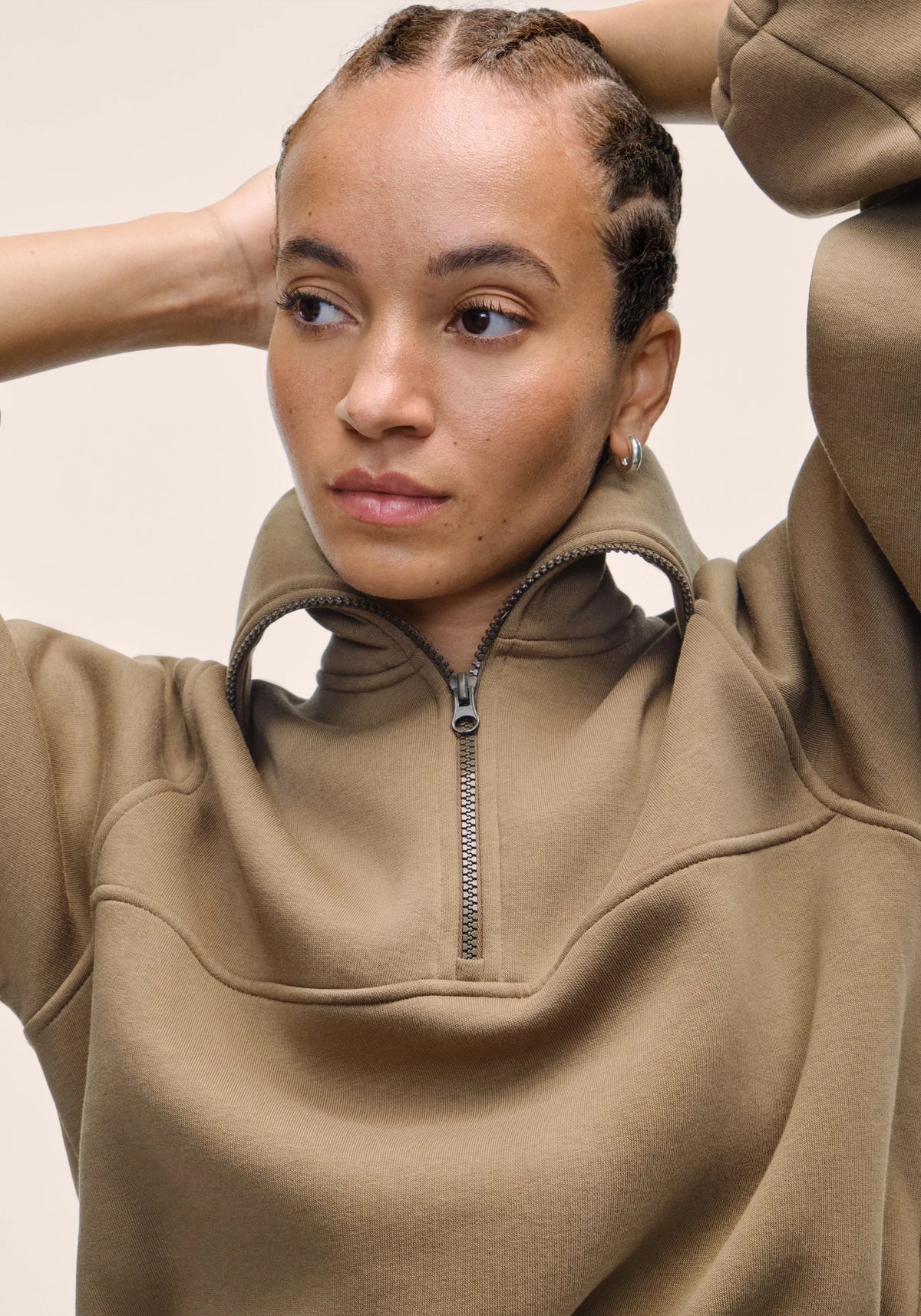 Easy Half Zip Sweater Khaki