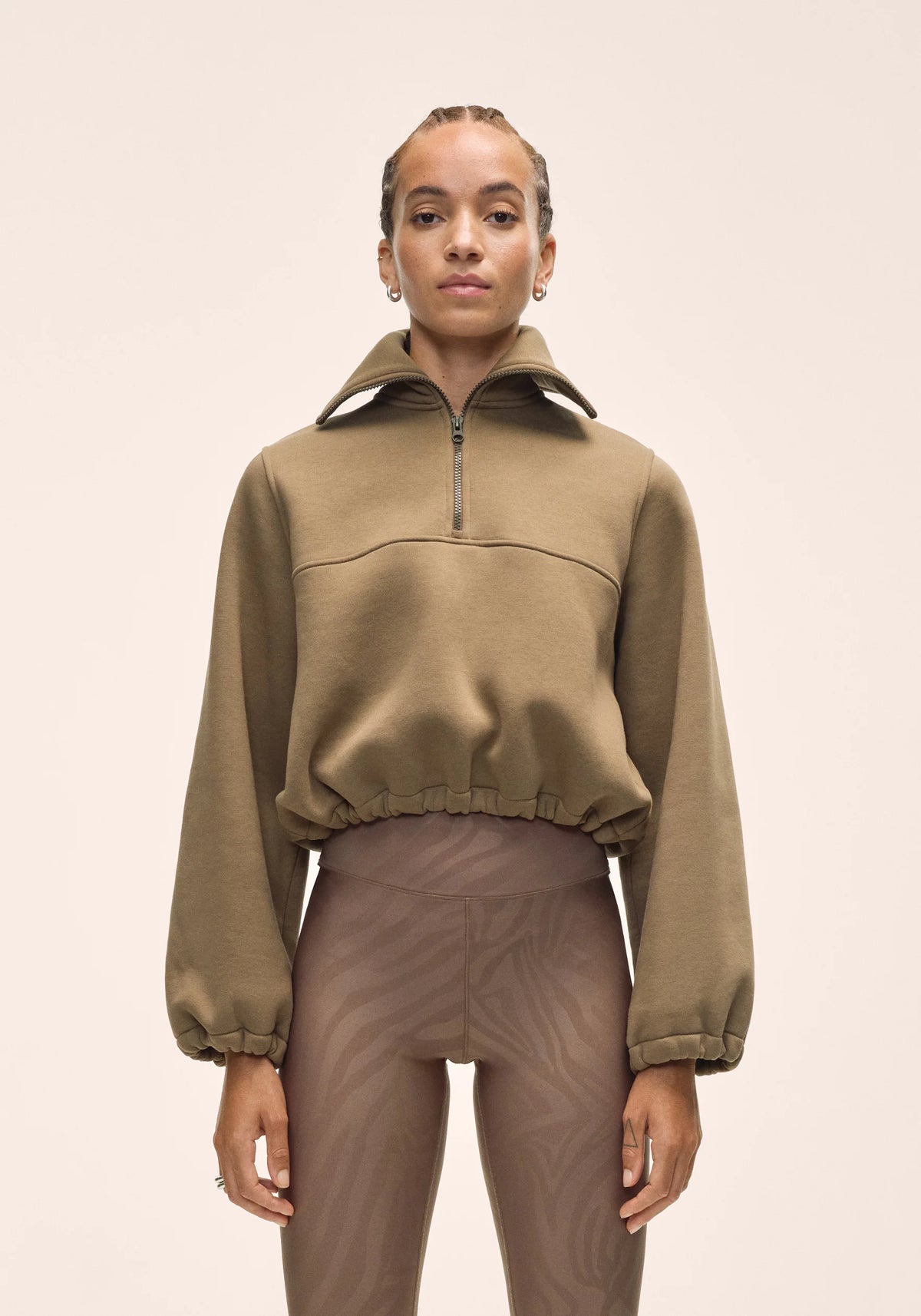 Easy Half Zip Sweater Khaki