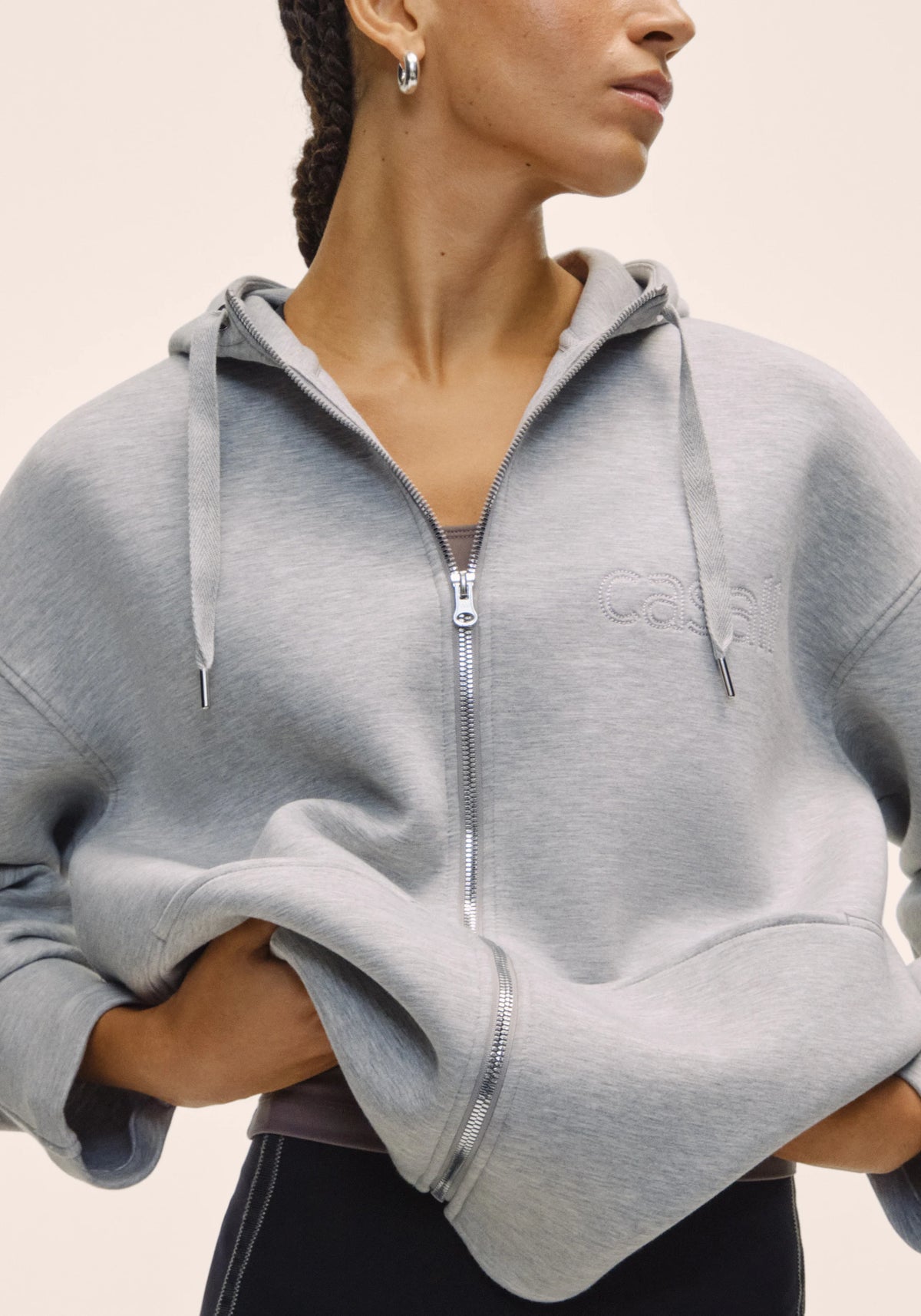 Scuba Billow Zip Hoodie Grey Melange