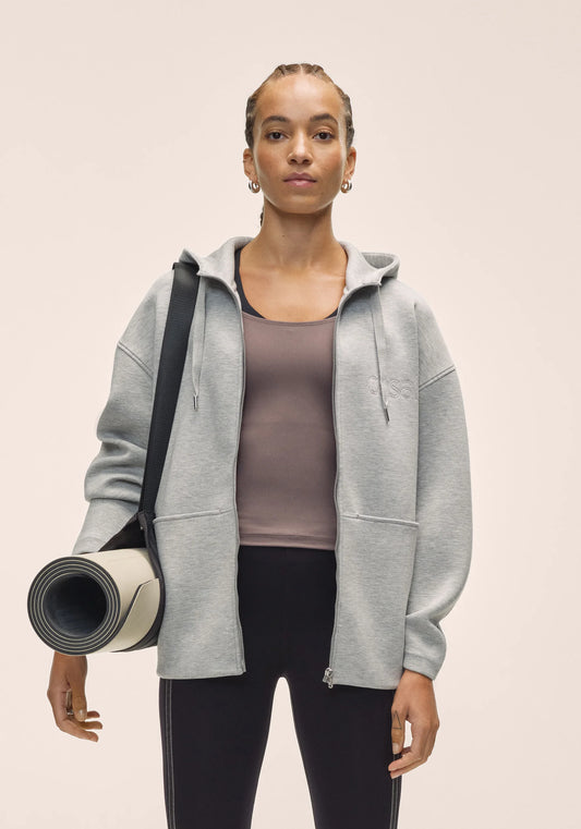 Scuba Billow Zip Hoodie Grey Melange