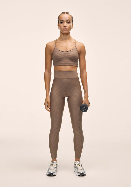Heat Printed High Waist Tights Zebra Khaki