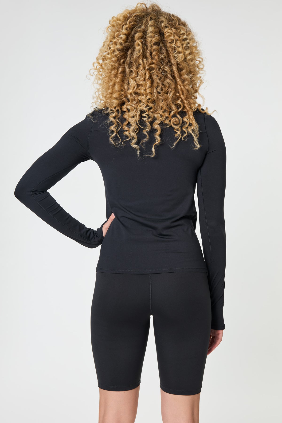 ReSet Long Sleeve Tee, Mock-Neck, Half-Zip Black
