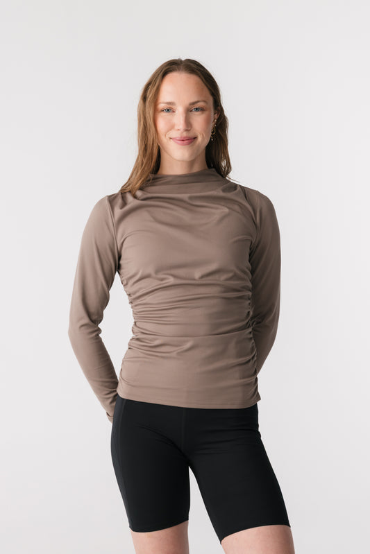 Alessia Gathered Long Sleeve Top Falcon