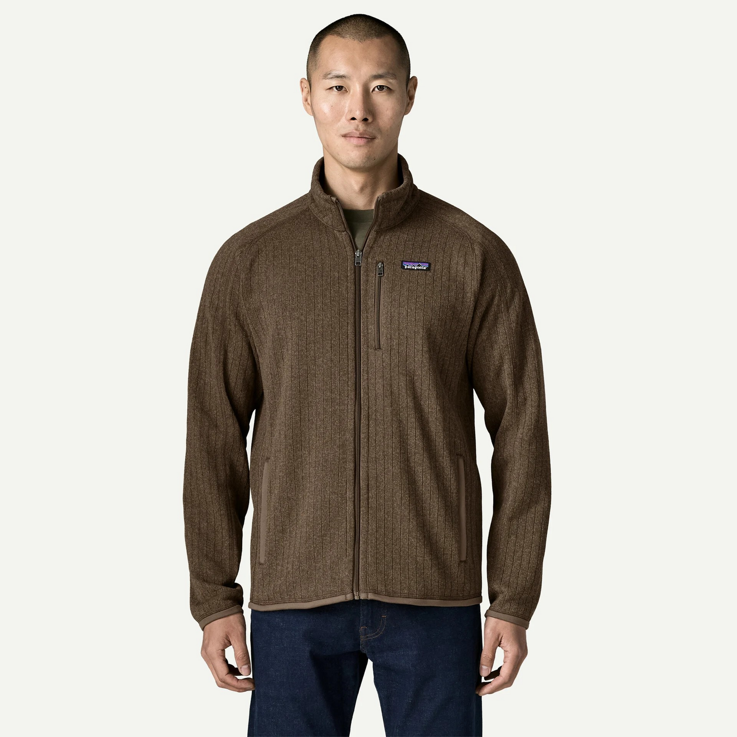 M's Better Sweater Jkt Marlow Brown Rib Knit