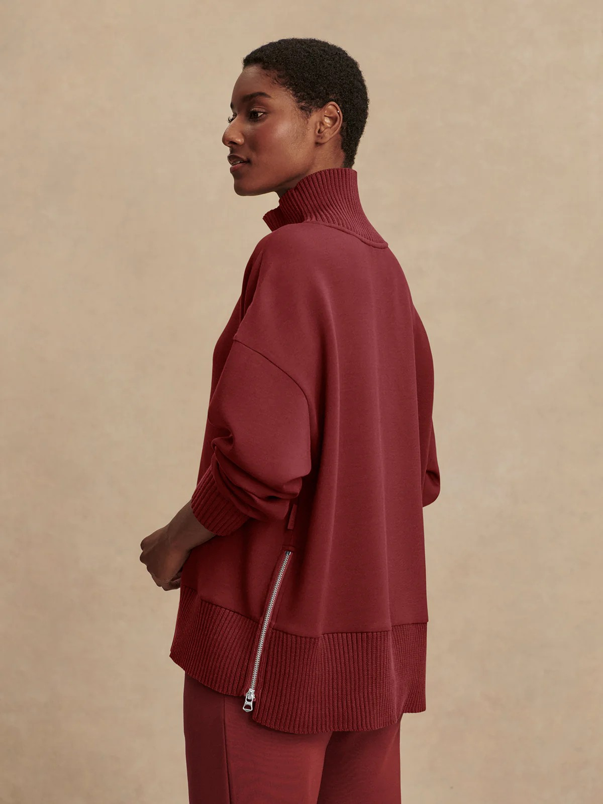 barker high neck sweat new maroon