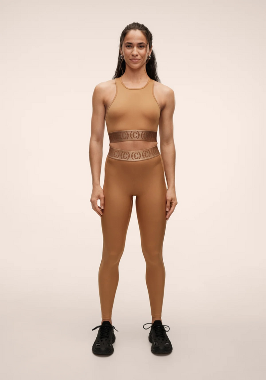 Logo Elastic High Waist Tights Golden Brown