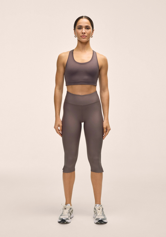 Capri Slit Regular Waist Tights Dark Grey