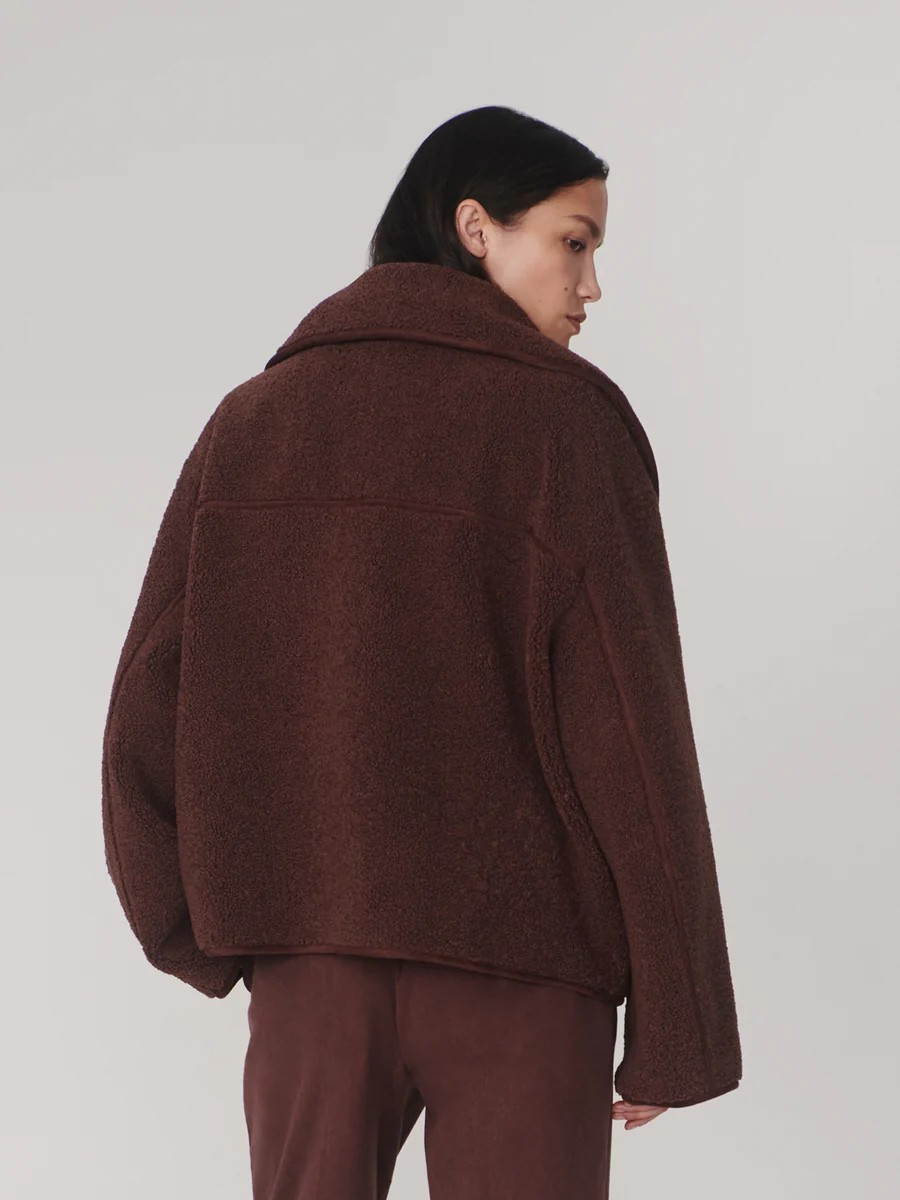 kellan short boxy jacket deep mahogany
