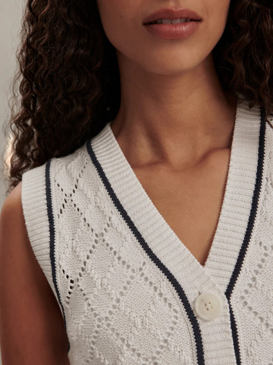 tyla button through vest white