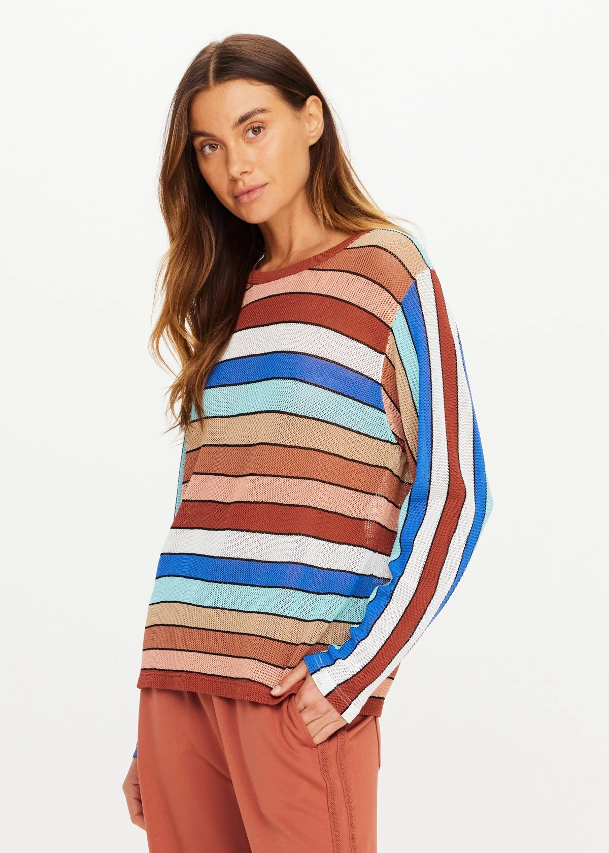 IZA MILLA LONG SLEEVE KNIT TOP STRIPE