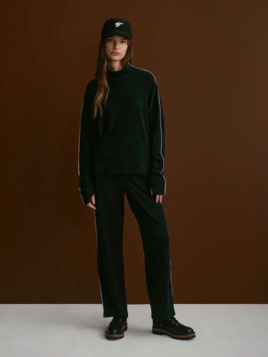 brushed rib straight leg pant 28 black/snow white