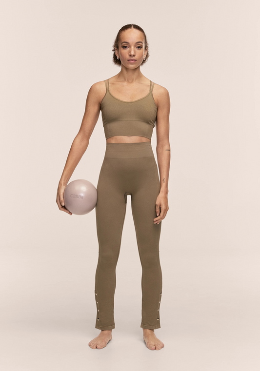 Seamless Rib Slit Pants Light Khaki