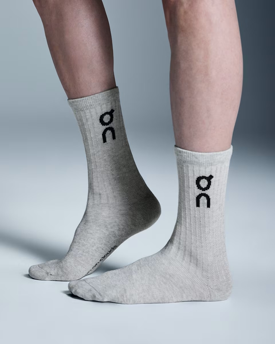 Logo Sock High 3P Unisex Heather Gray
