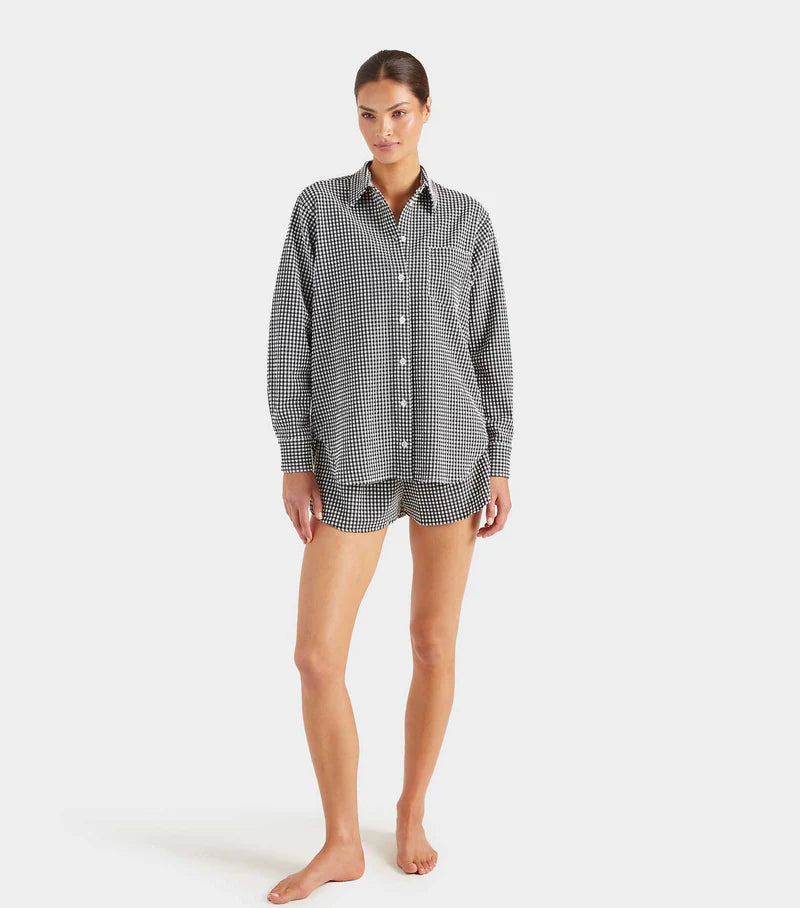 Oversized Shirt Gingham Black