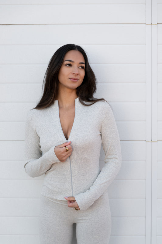 Invisible Zip Jacket Gris Melange