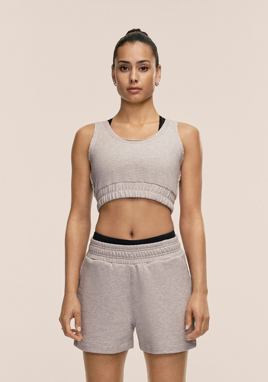 Reversed Seam Terry Top Grey Melange