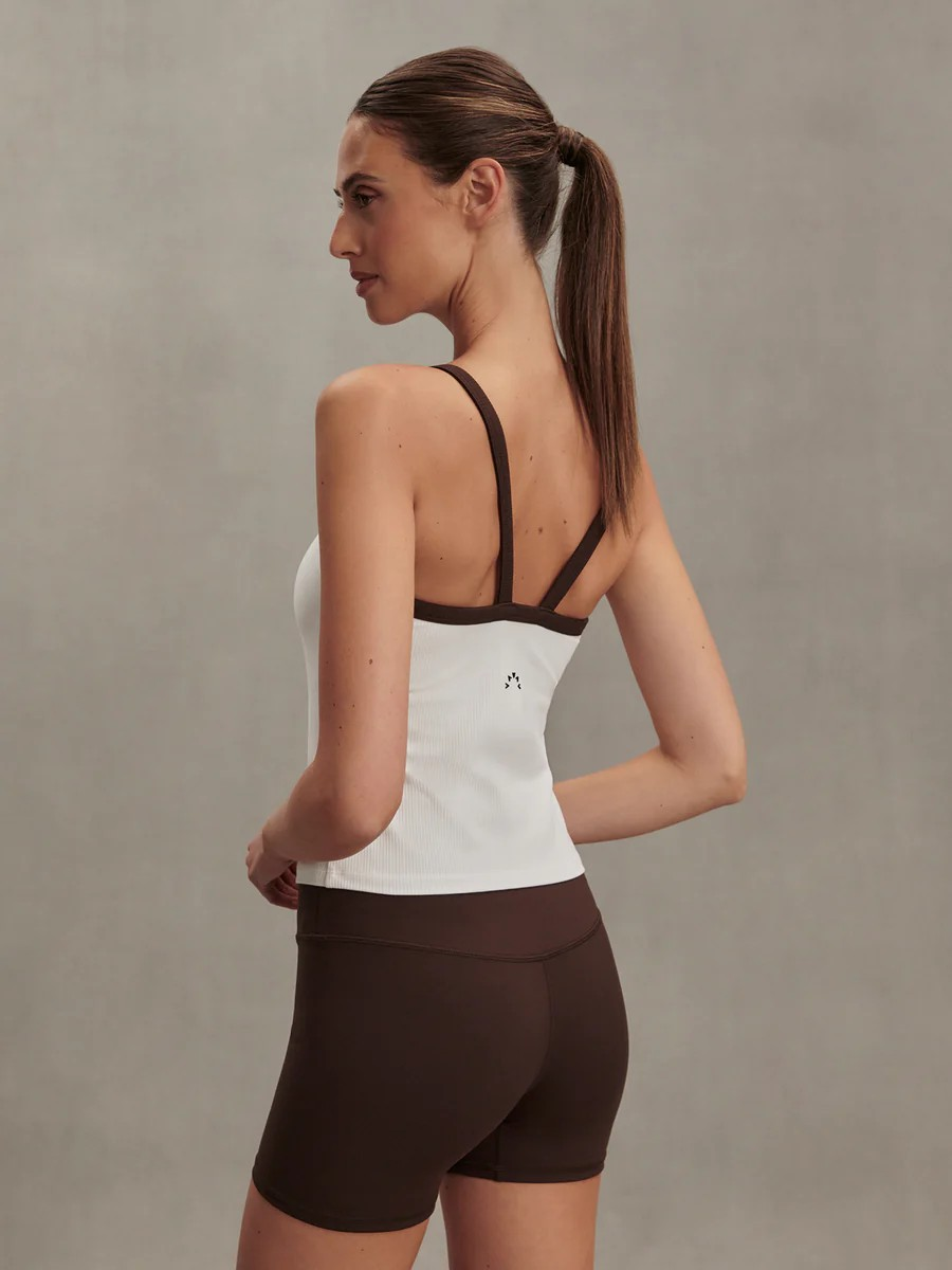 theon scoop neck tank white / coffee bean