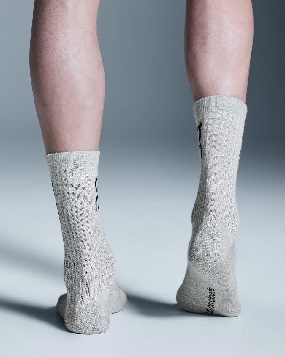 Logo Sock High 3P Unisex Heather Gray